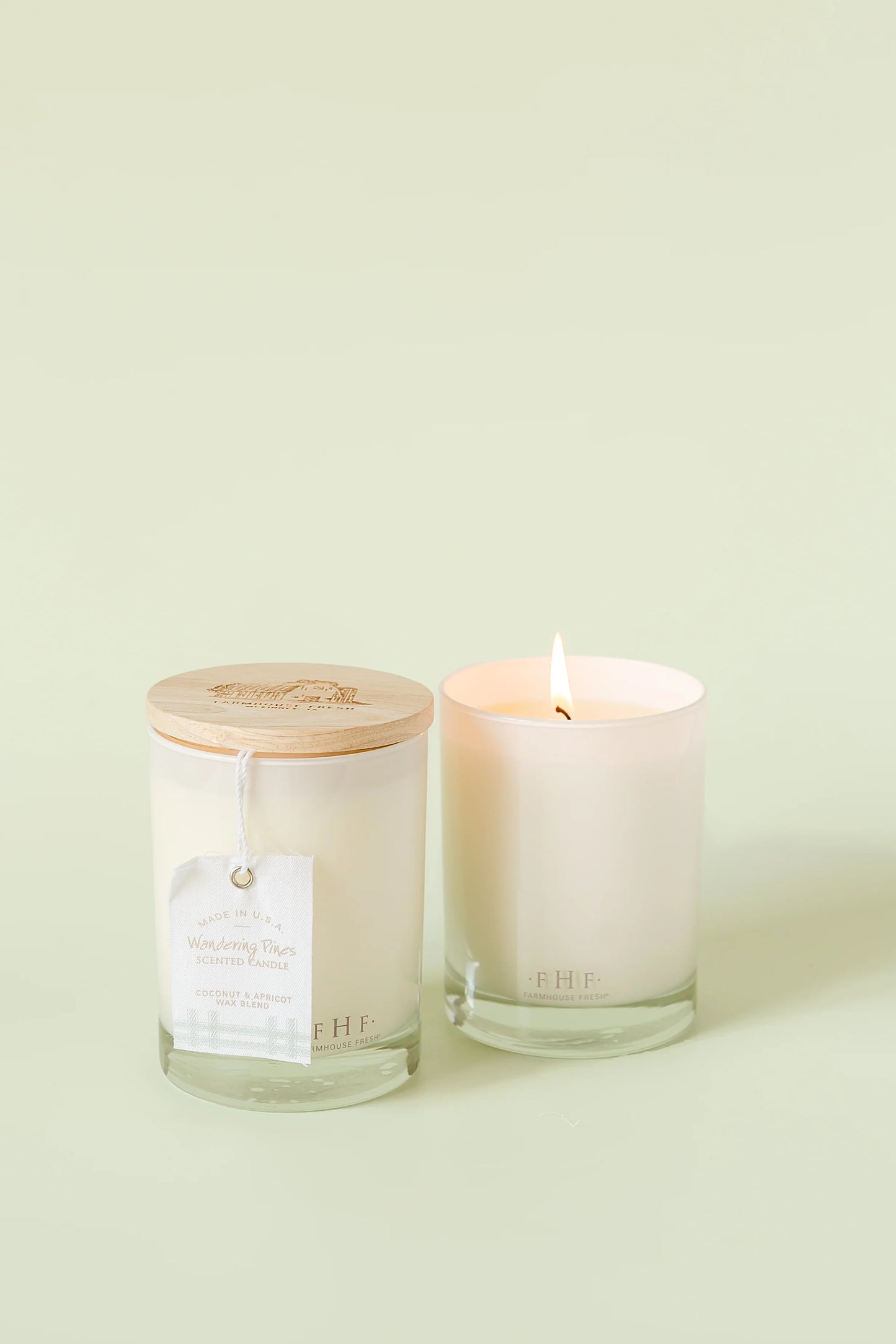 Farmhouse Fresh Wandering Pines Candle with wood lid